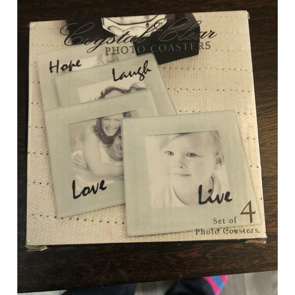 Crystal Clear Photo Coasters Live Love Laugh Home Decor - Picture 1 of 3